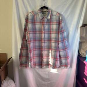 Cubavera Men's Plaid Long Sleeve Button-Up Shirt, Red and Gray, Size XL